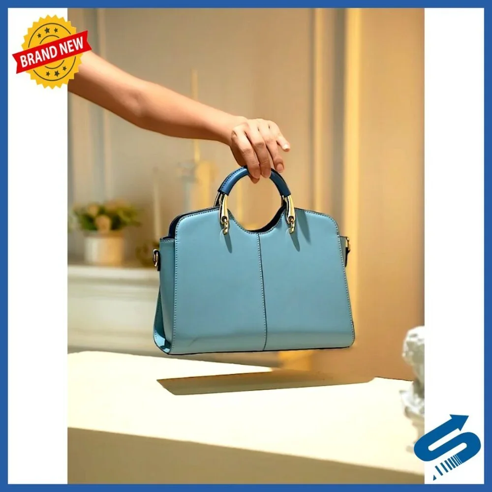 Genuine Leather Satchel Shoulder Bag Tote with Adjustable Strap